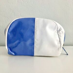 NWOT Clarins blue and white makeup bag cosmetic pouch